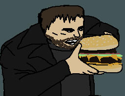 chris eating a burger